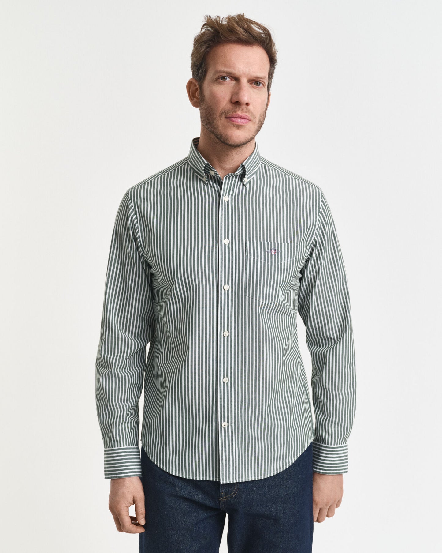 Chemise popeline rayée coupe droite