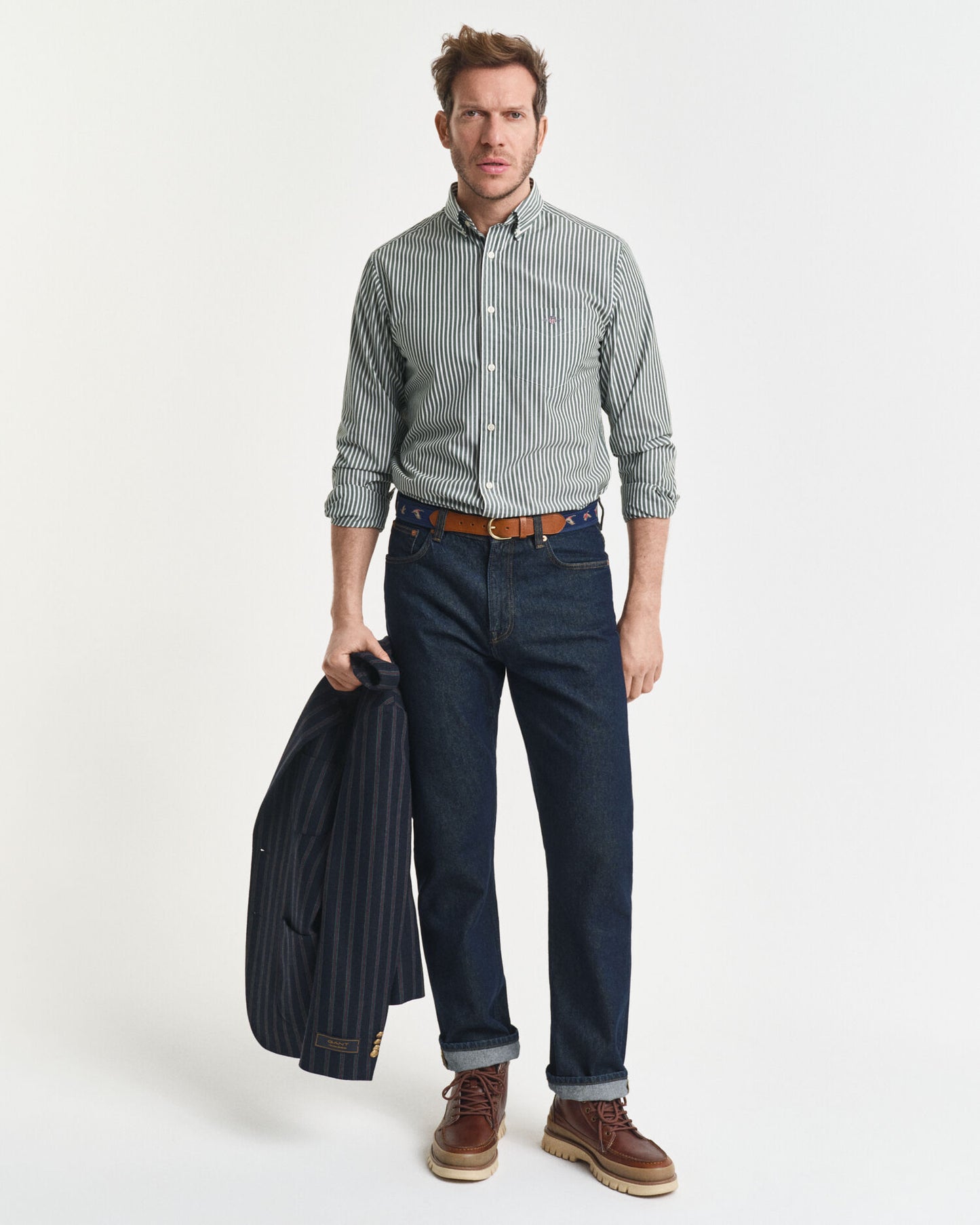 Chemise popeline rayée coupe droite