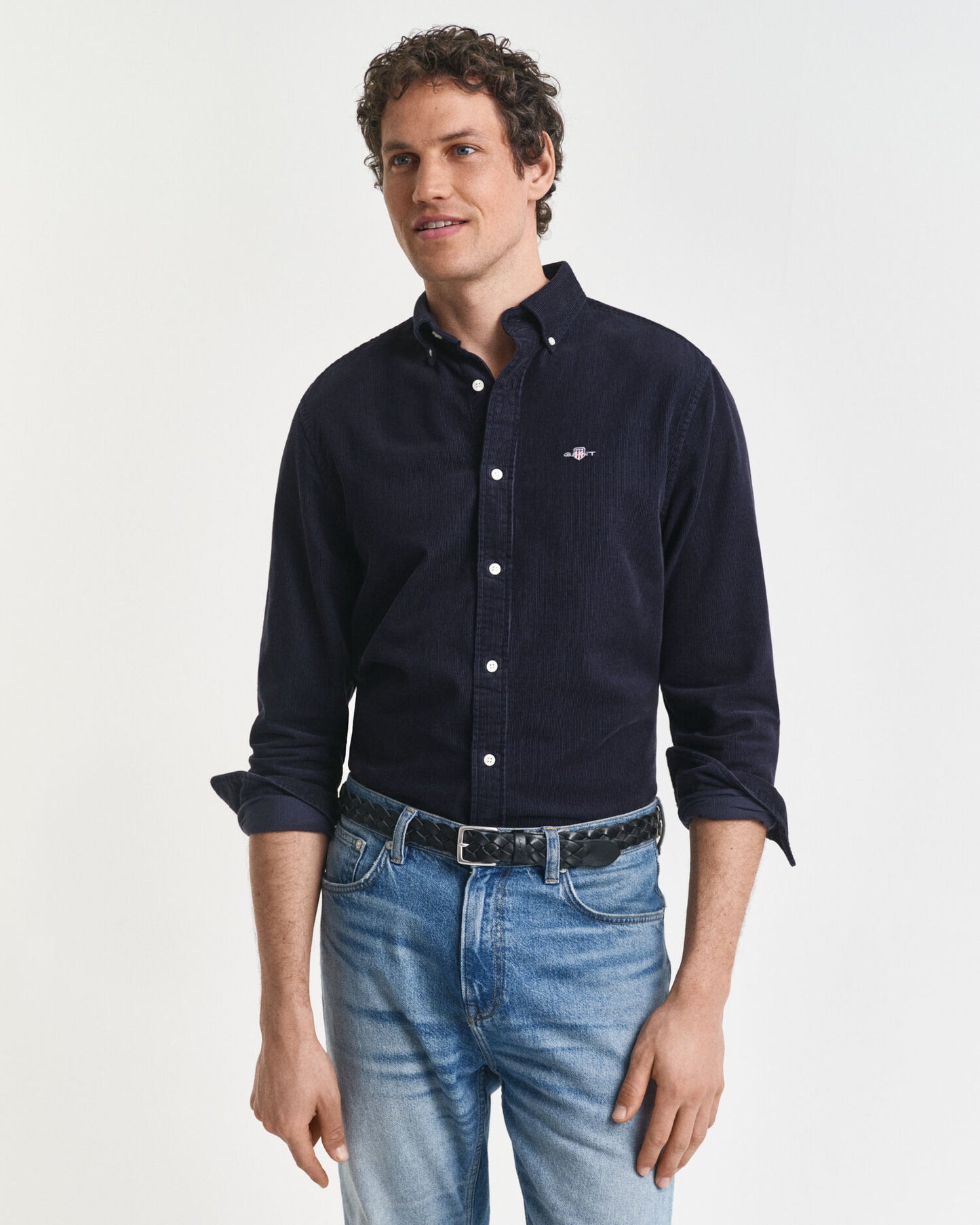 Chemise en velours côtelé de coton coupe classique