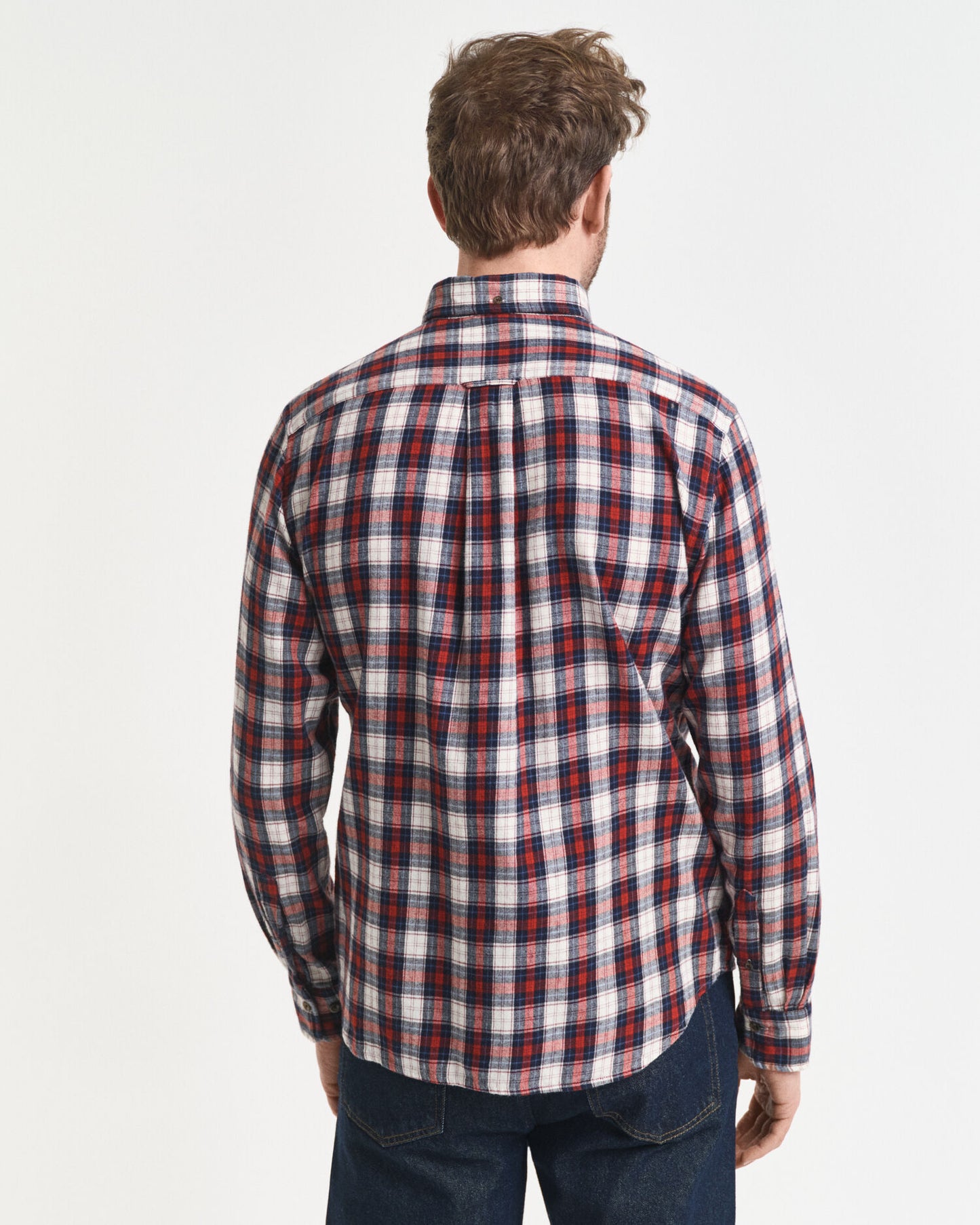 Chemise en flanelle quadrillée coupe droite motif usé