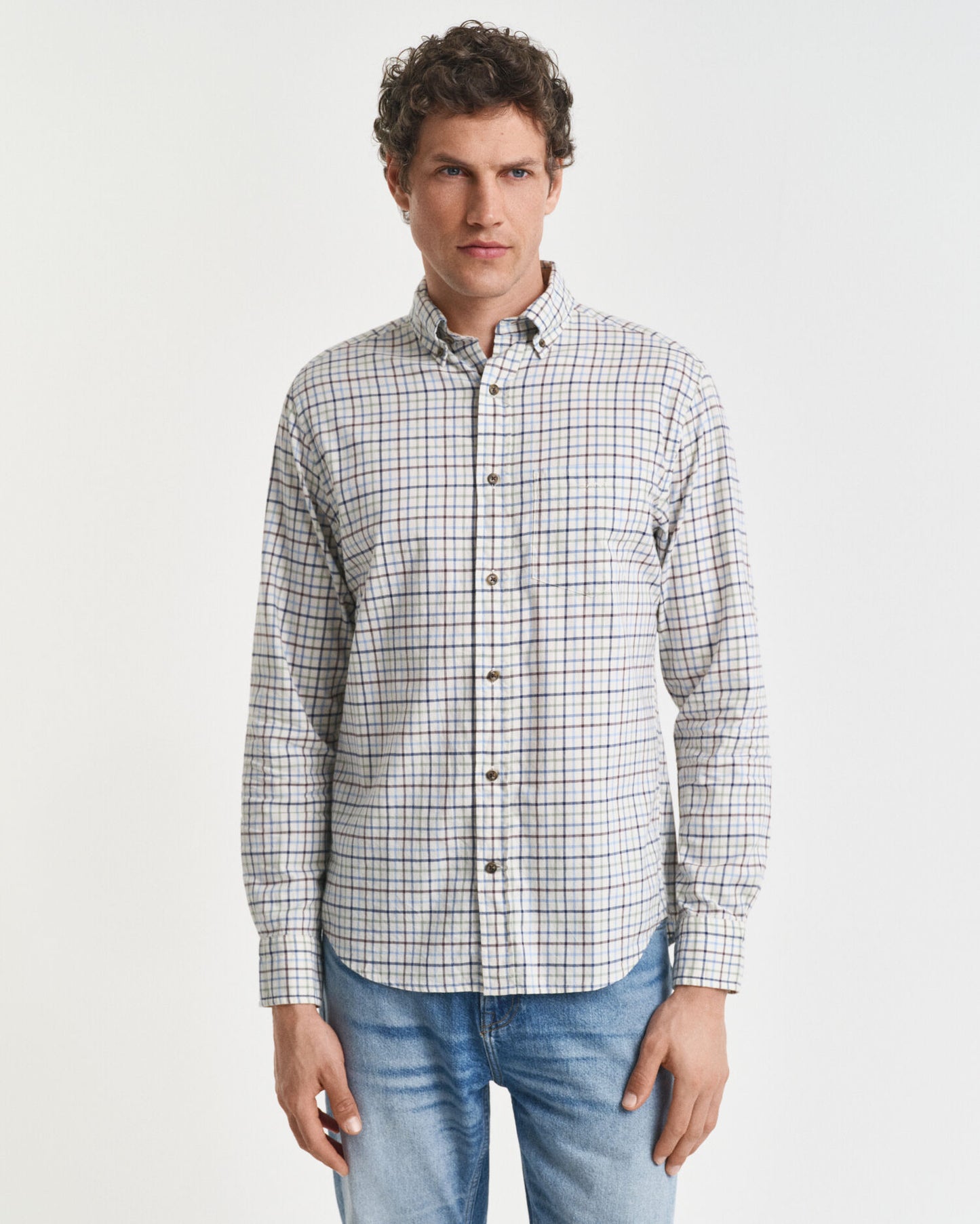 Regular Fit Hemd aus Tattersall-Twill
