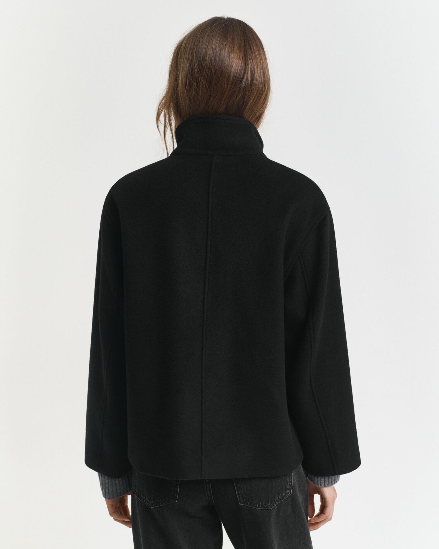 Blouson zippé court en laine