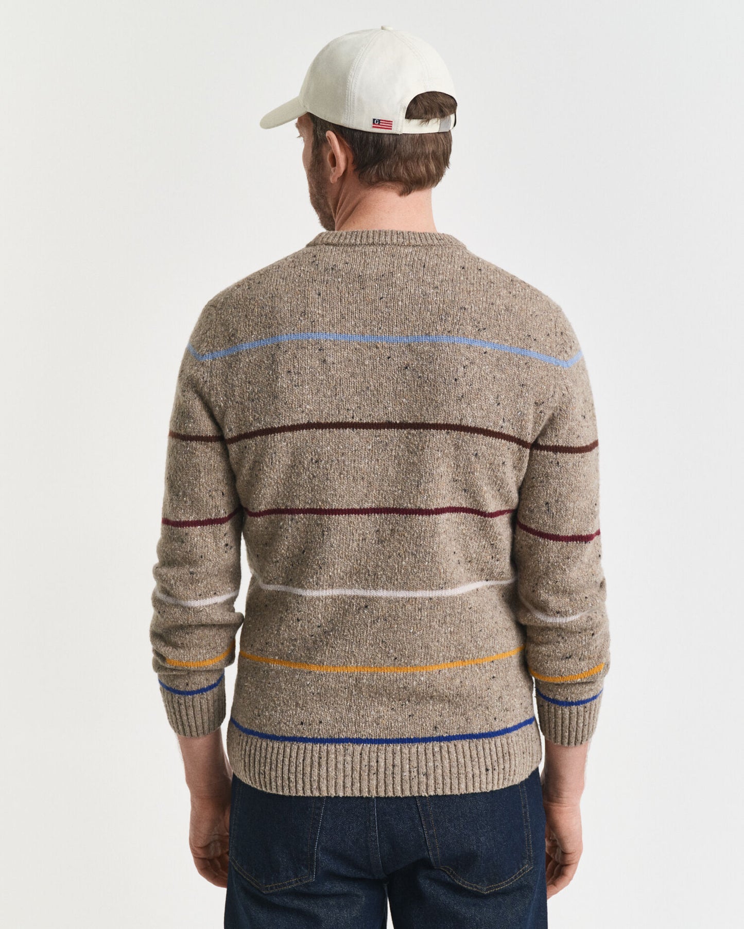 Gestreifter Pullover mit Rundhalsausschnitt aus Wollmischung und Noppen