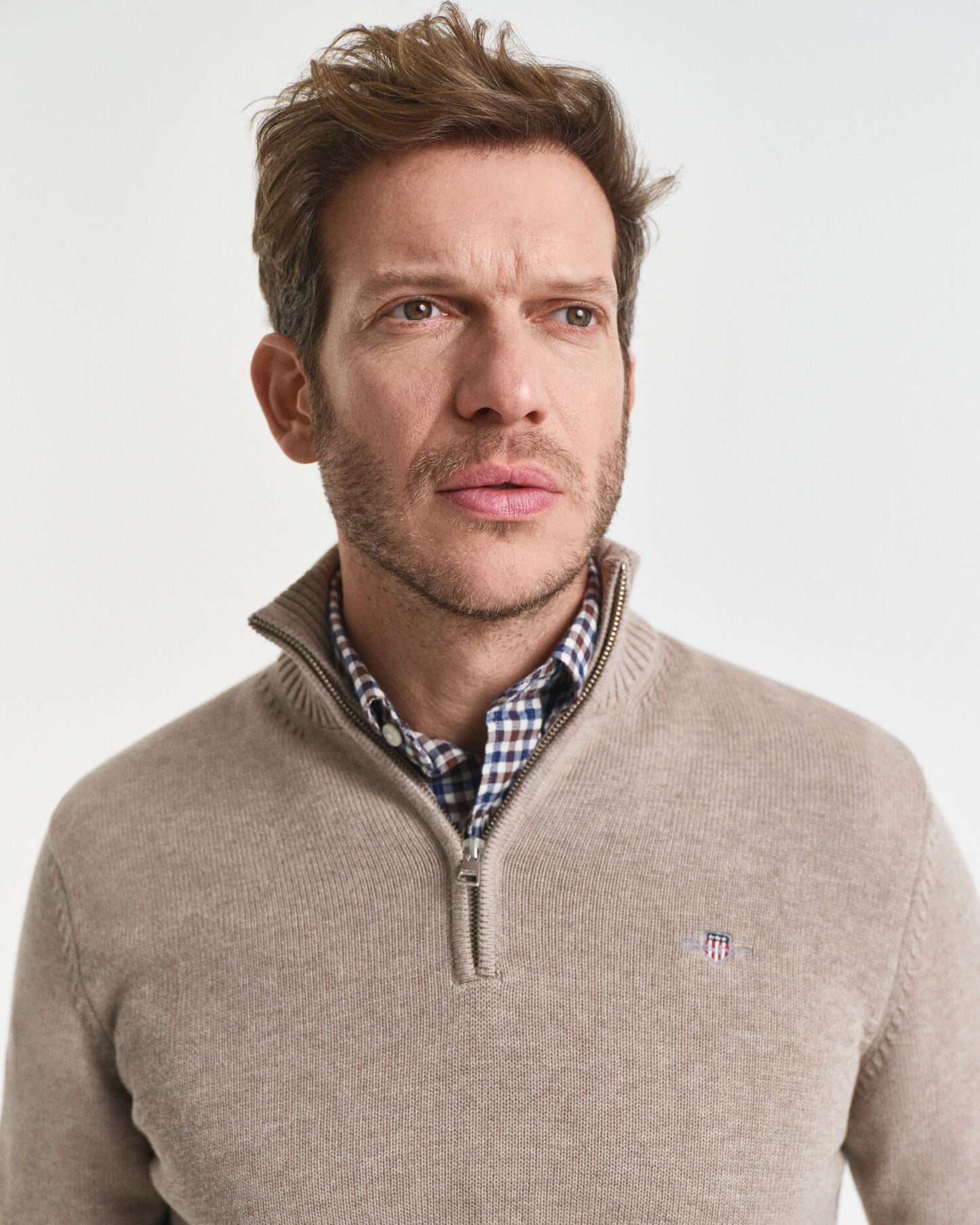 Lässiger Baumwoll-Half-Zip-Pullover