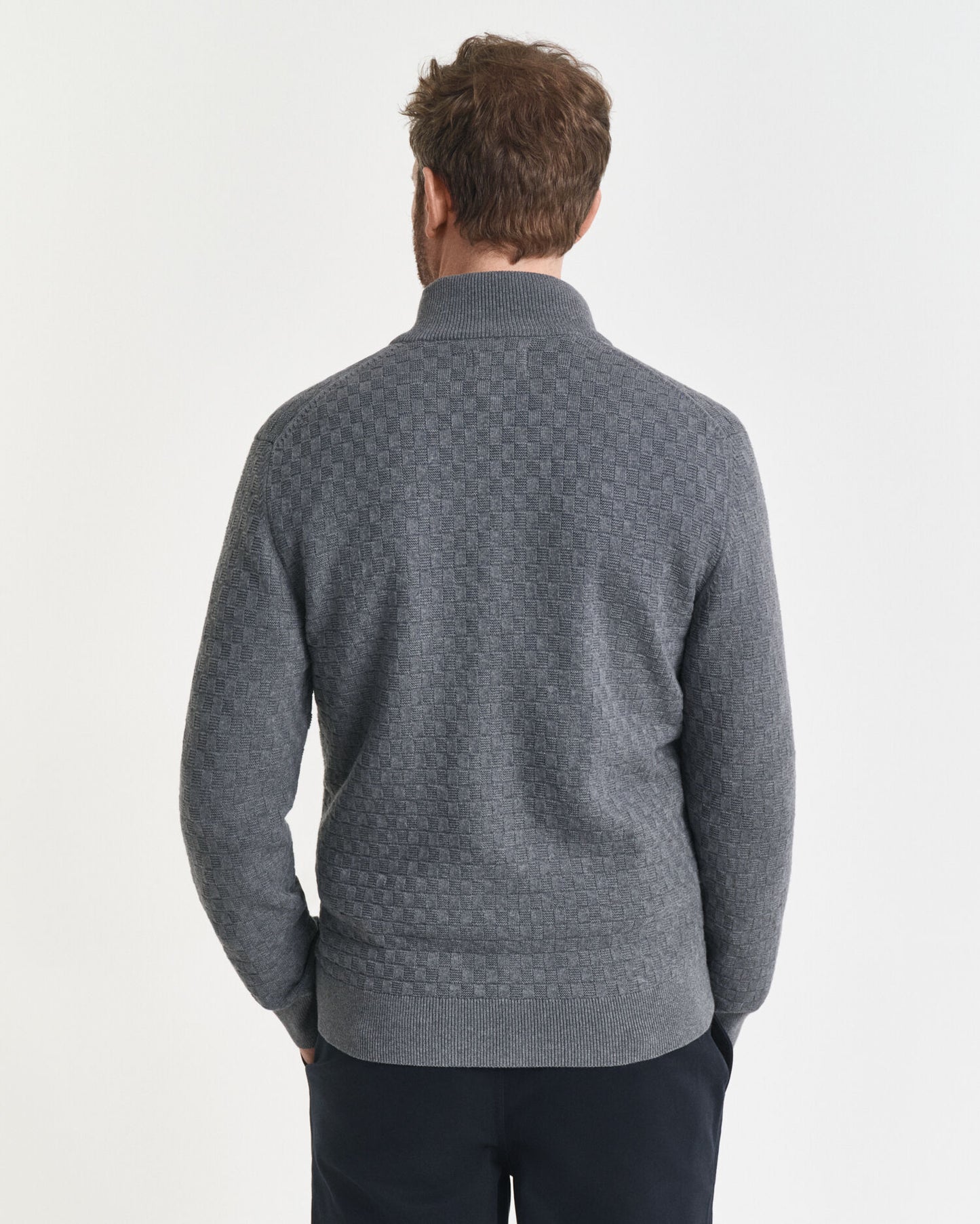 Strickpullover mit Mikrotextur und Reißverschluss