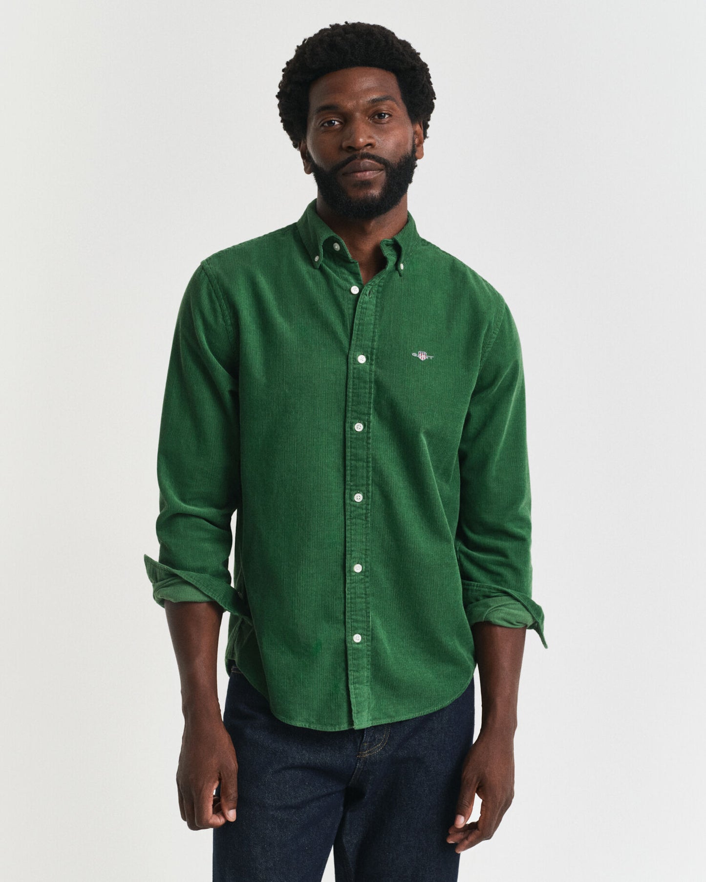 Chemise en velours côtelé de coton coupe classique
