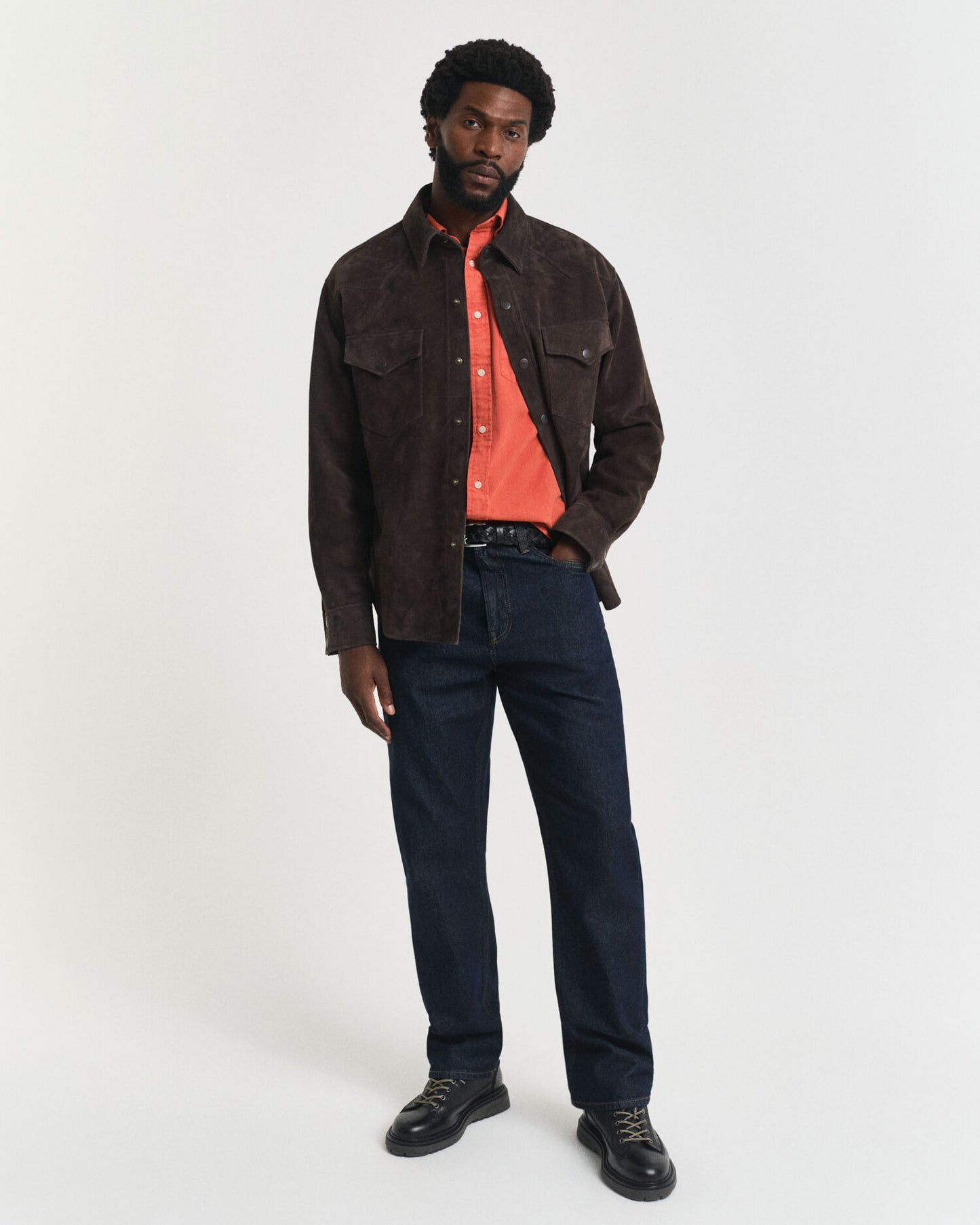 Chemise en sergé coupe droite