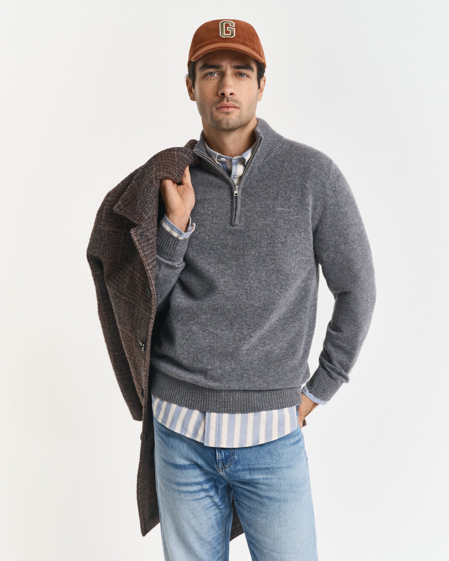 Pull mi-zippé en cachemire