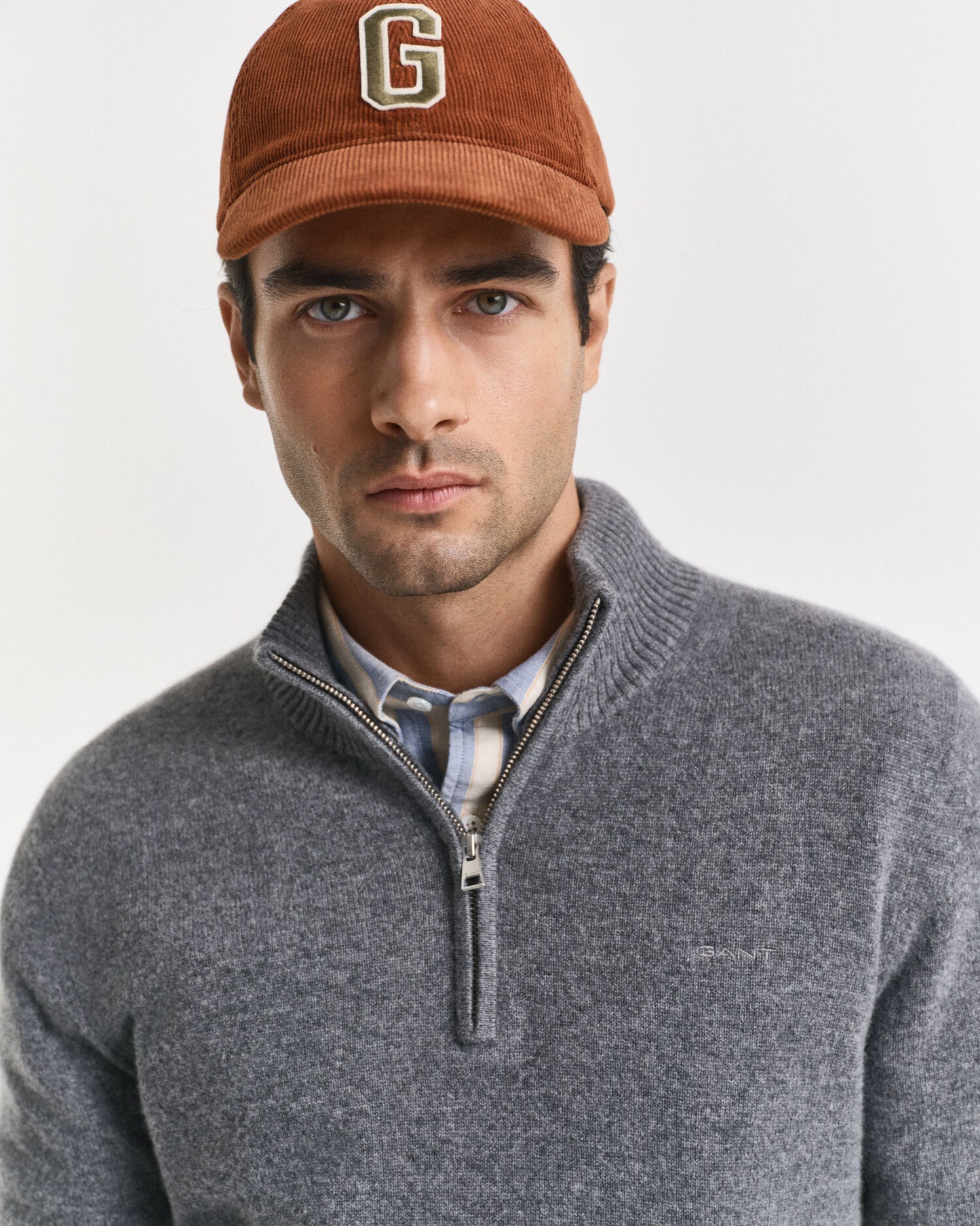 Pull mi-zippé en cachemire