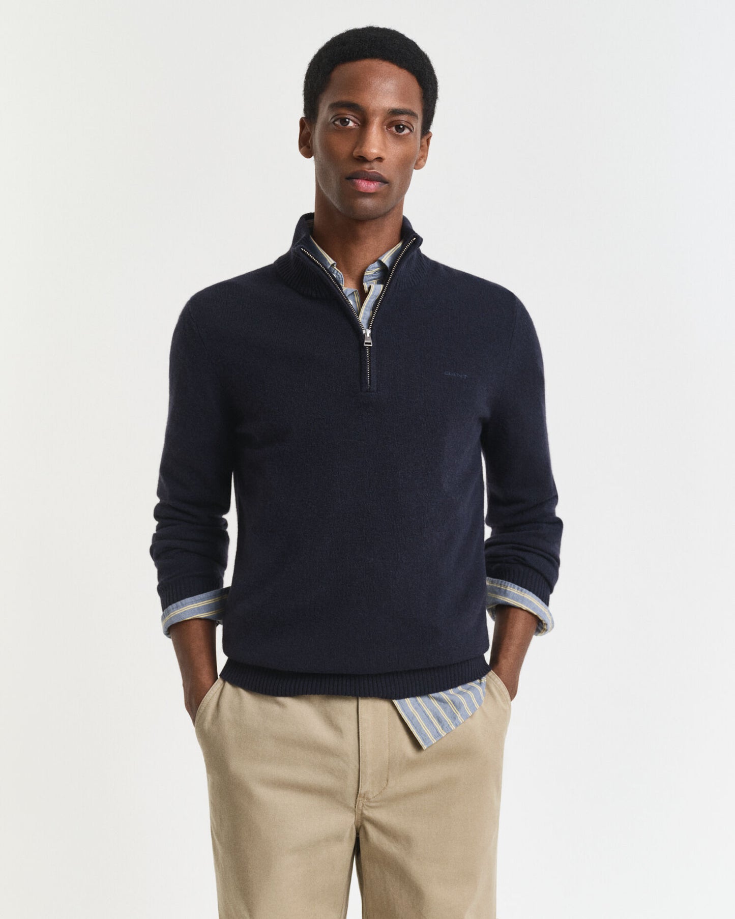 Pull mi-zippé en cachemire