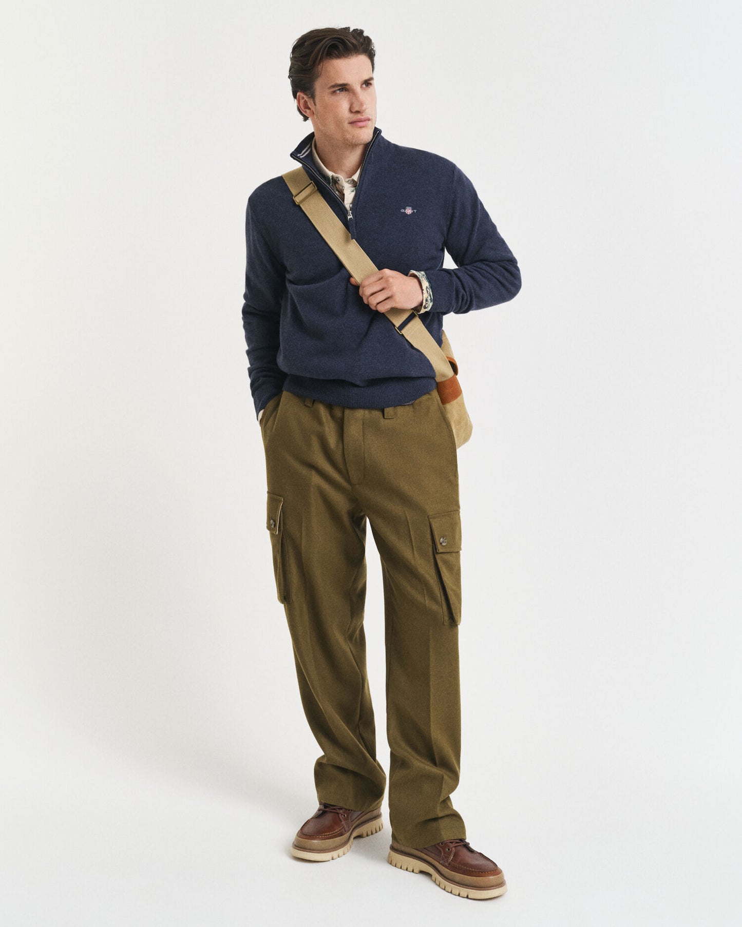 Superfeiner Lammwoll-Half-Zip-Pullover