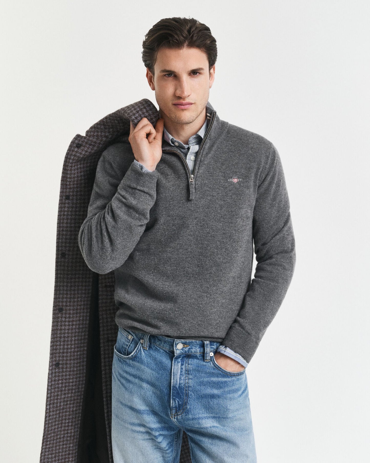 Superfeiner Lammwoll-Half-Zip-Pullover