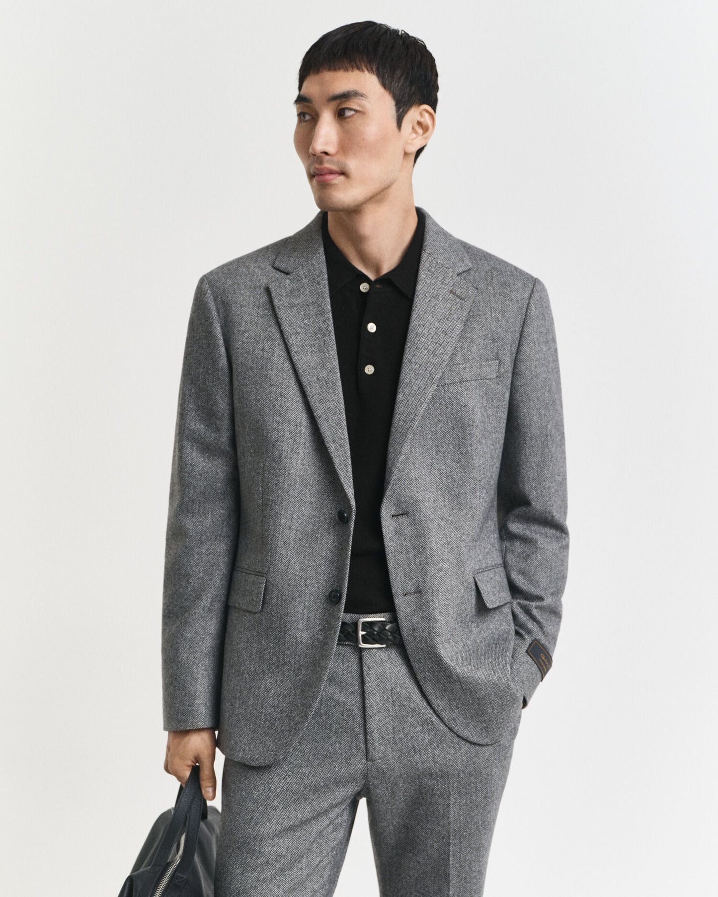 Veste de costume en flanelle à chevrons coupe slim