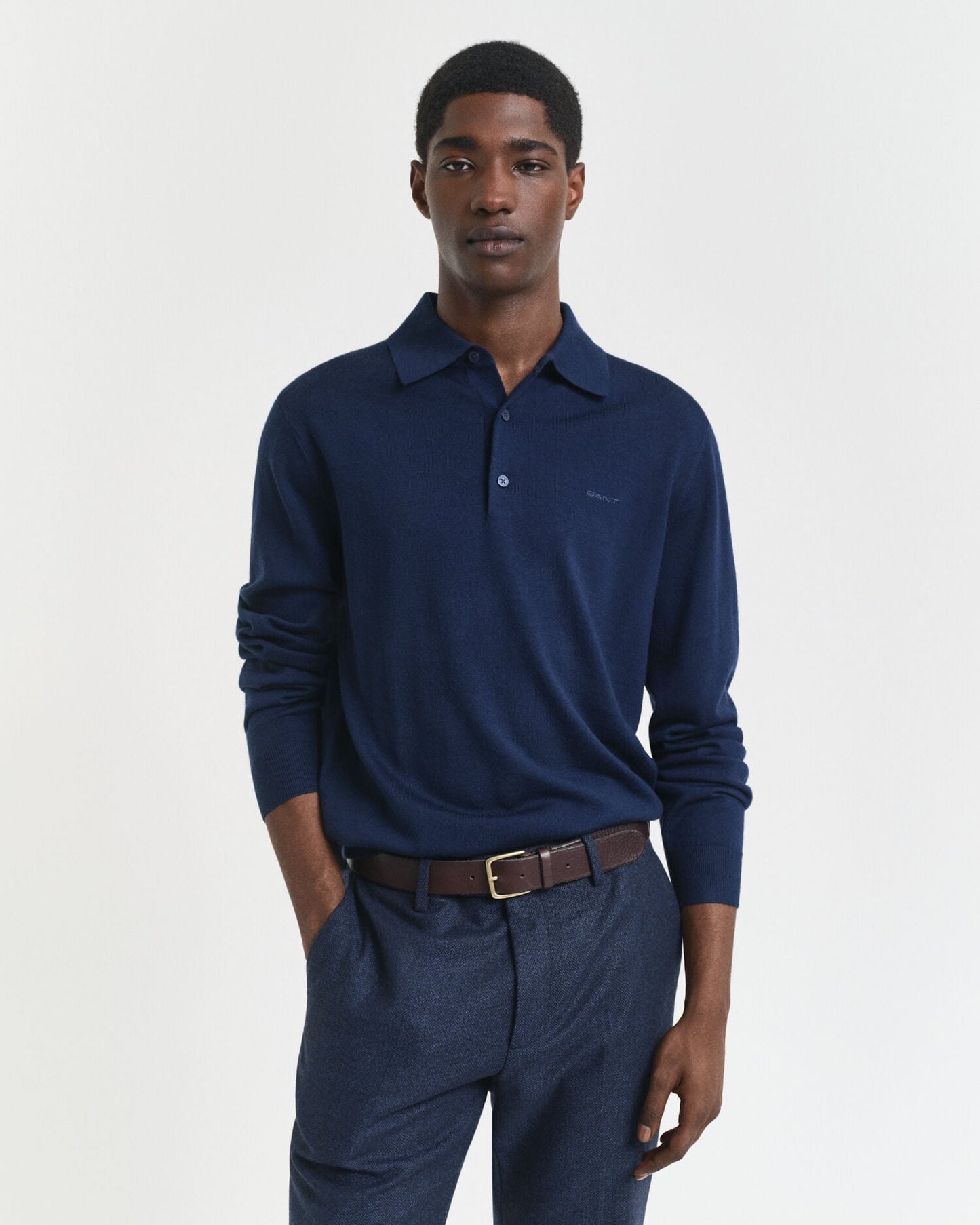 Pull polo en laine mérinos extra fine