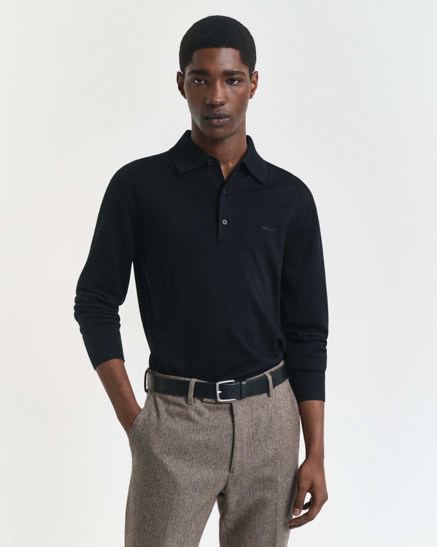 Pull polo en laine mérinos extrafine