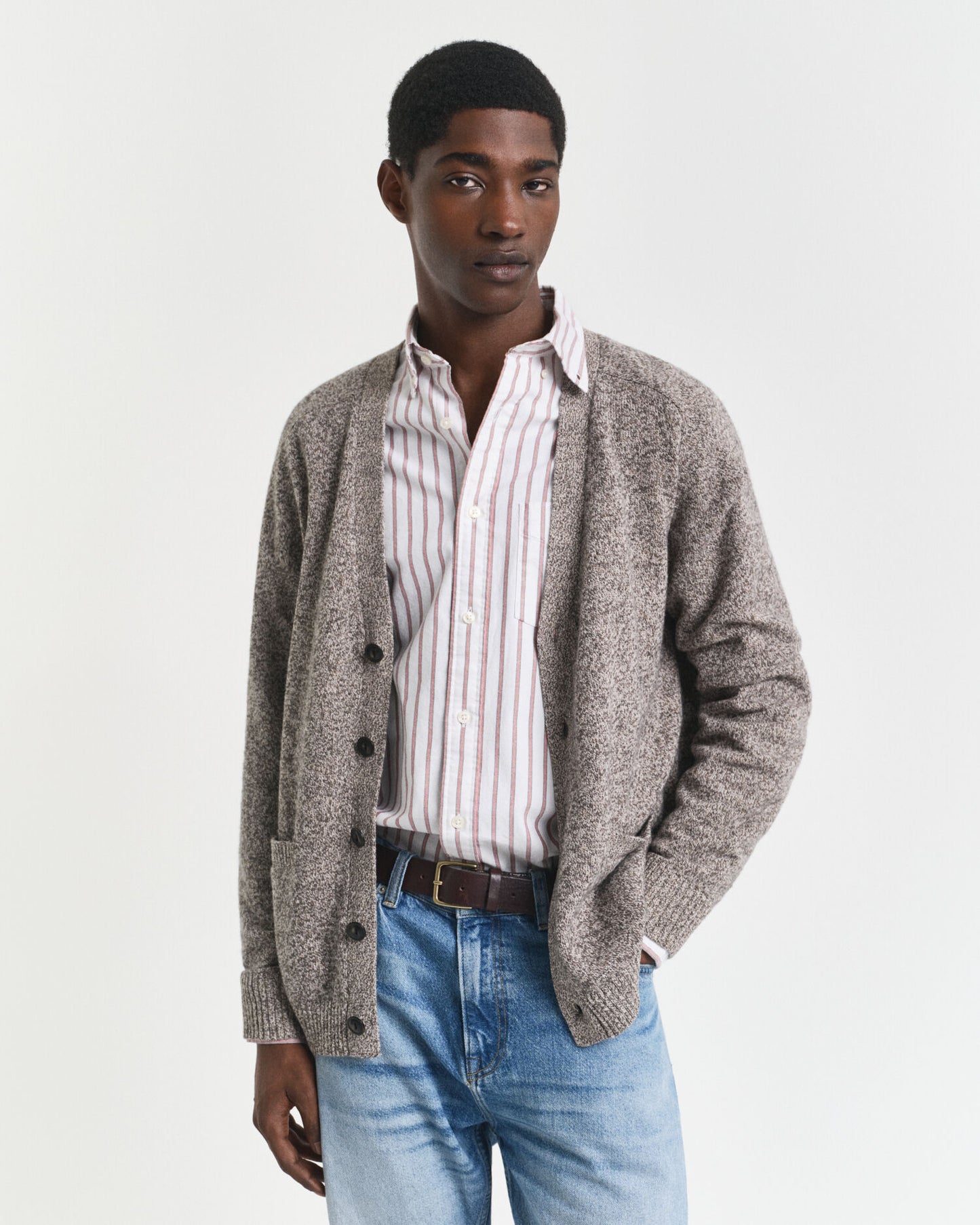 Mouliné-Cardigan aus Wollmix