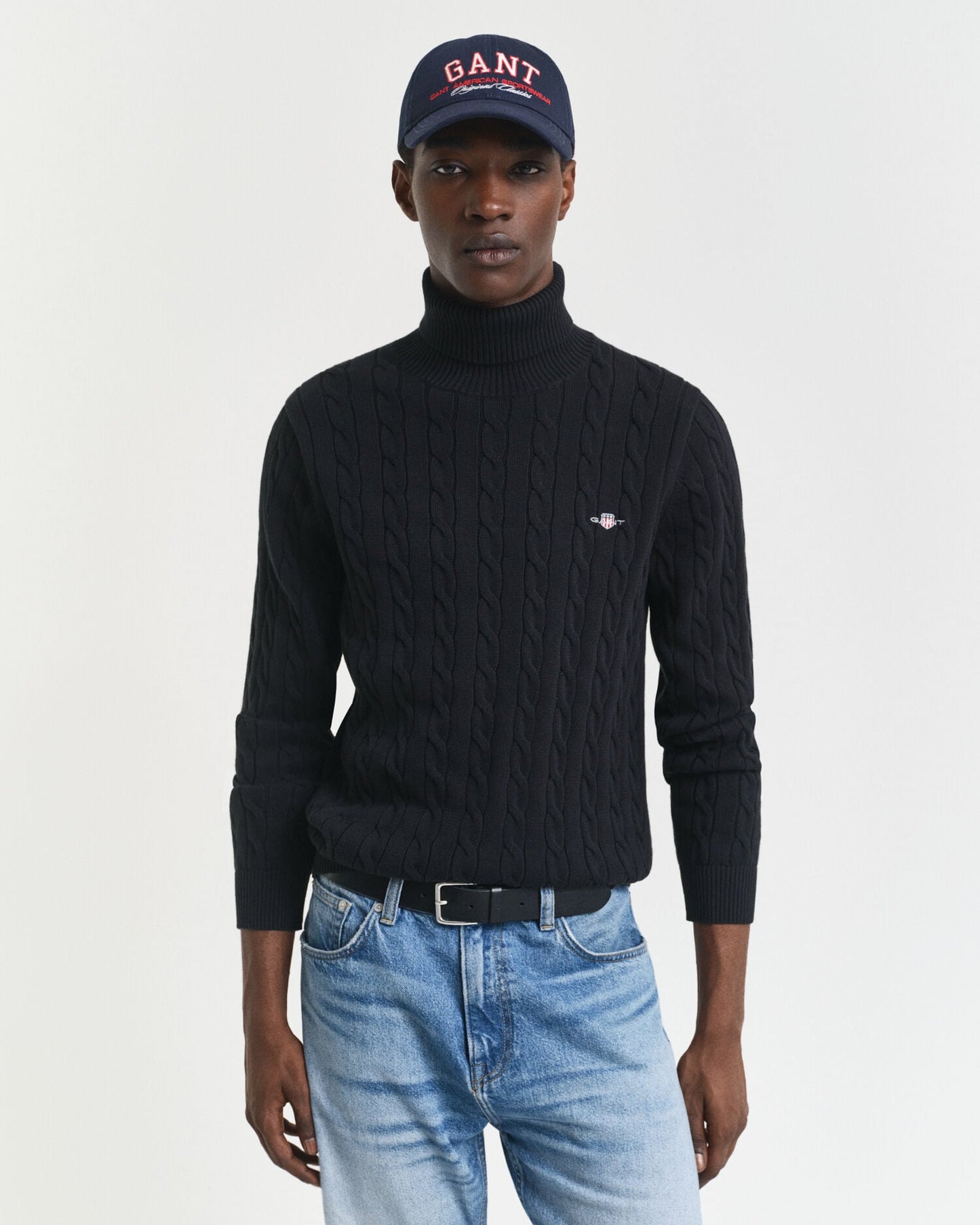 Pull col roulé en maille torsadée de coton