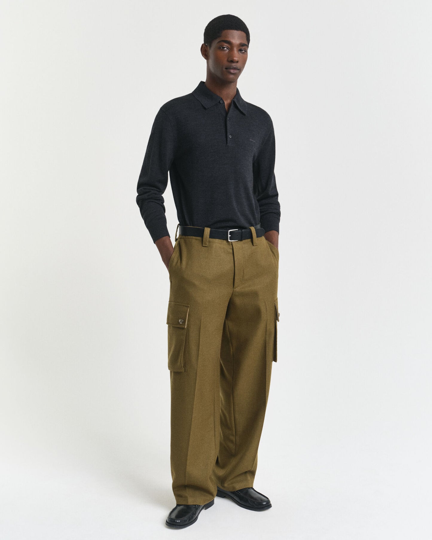 Pull polo en laine mérinos extra fine