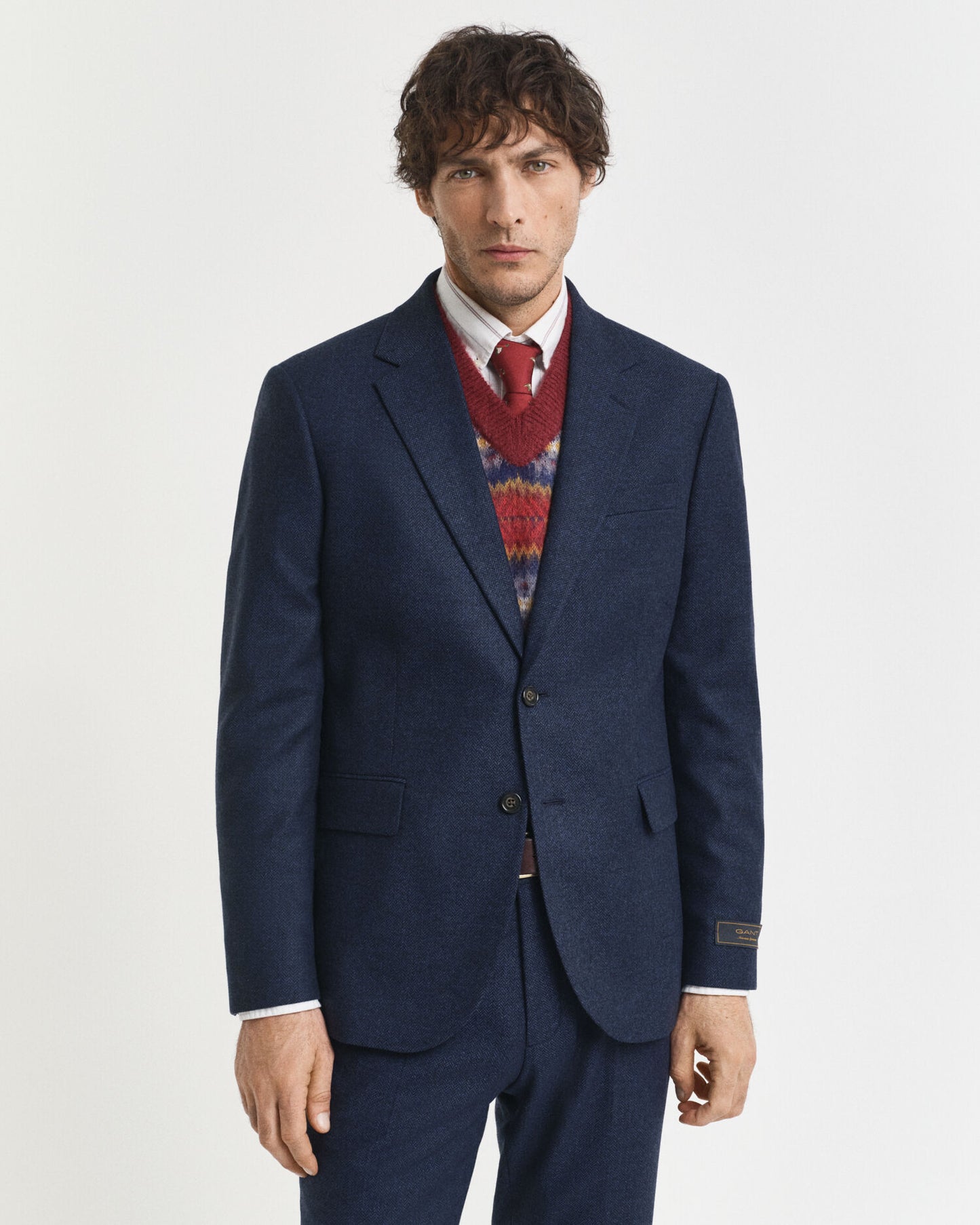 Veste de costume en flanelle à chevrons coupe slim