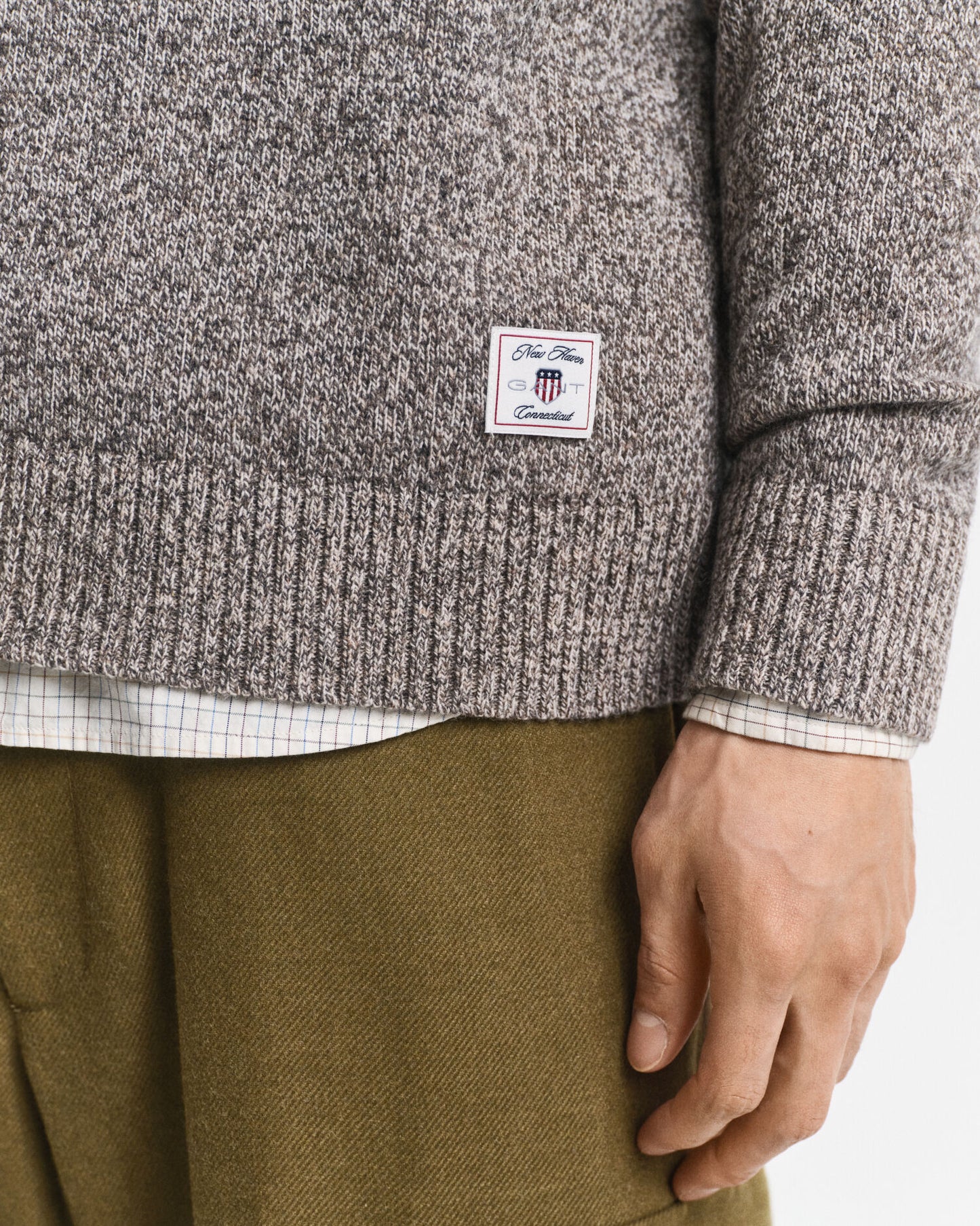 Pullover aus Wollmischung mit Mouliné-Rundhalsausschnitt