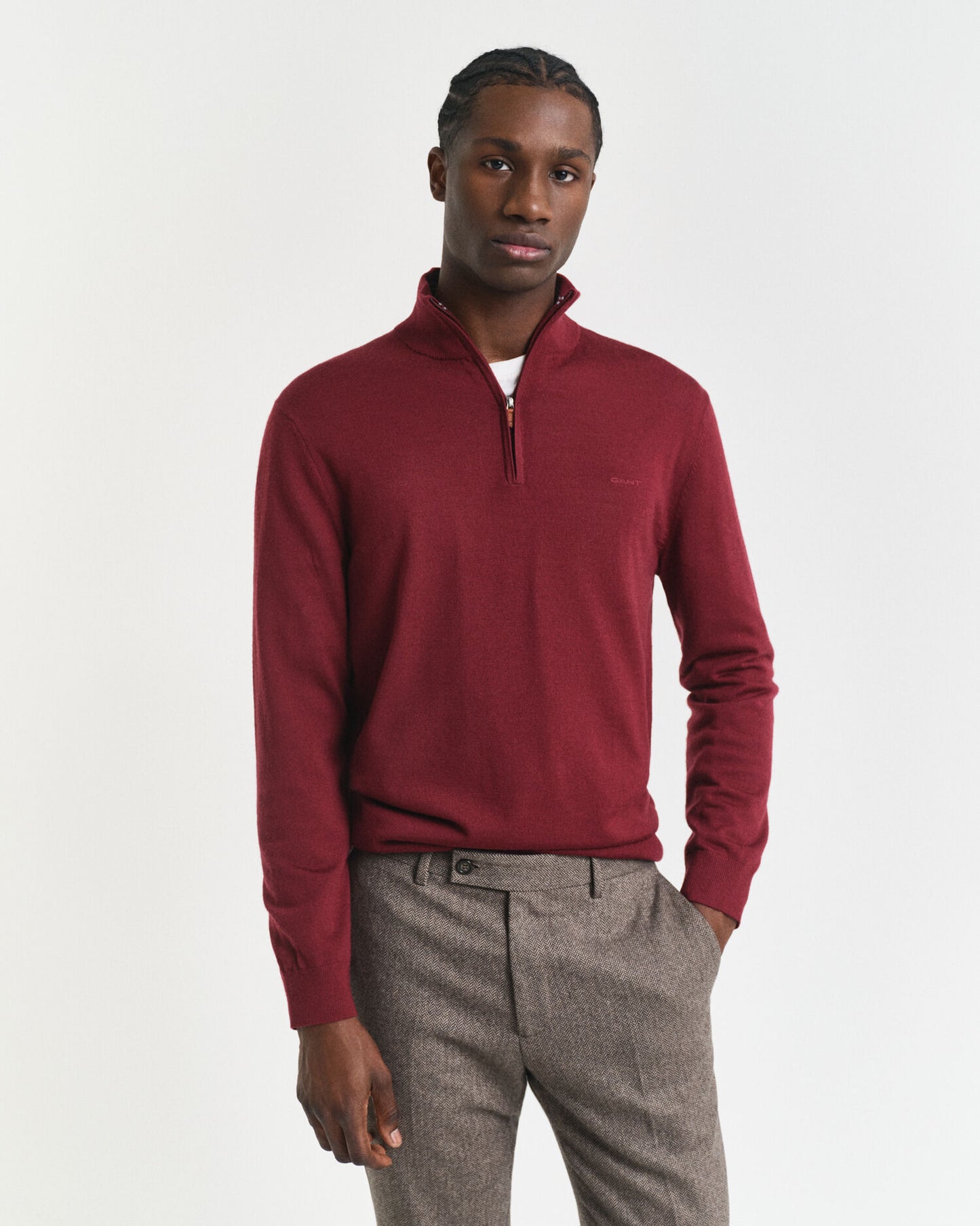 Pull demi-zip en laine mérinos extra-fine