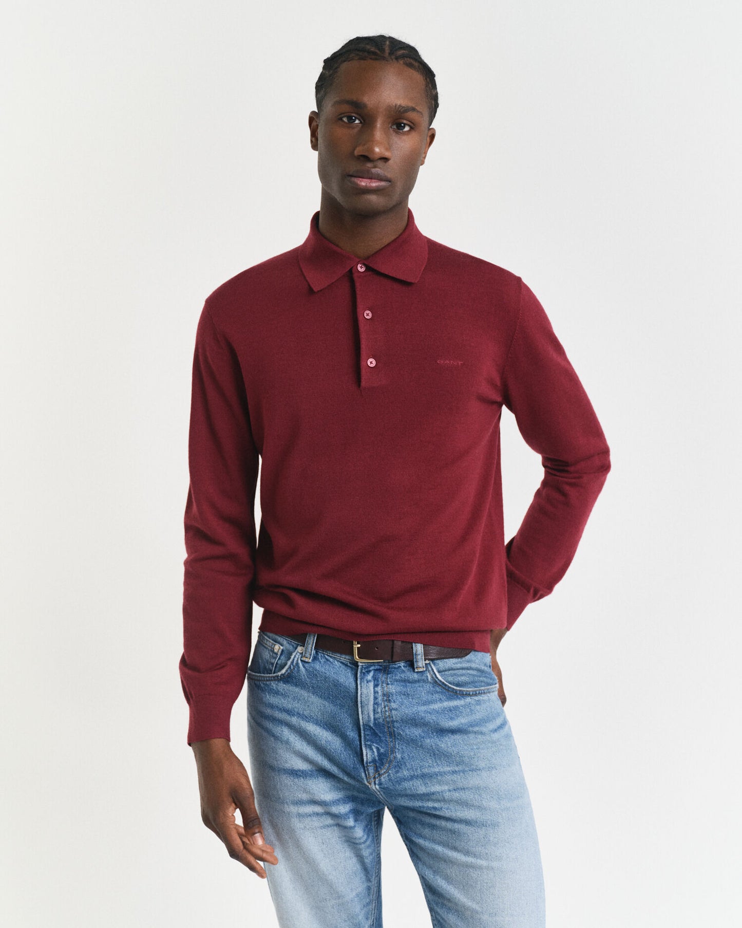 Pull polo en laine mérinos extrafine