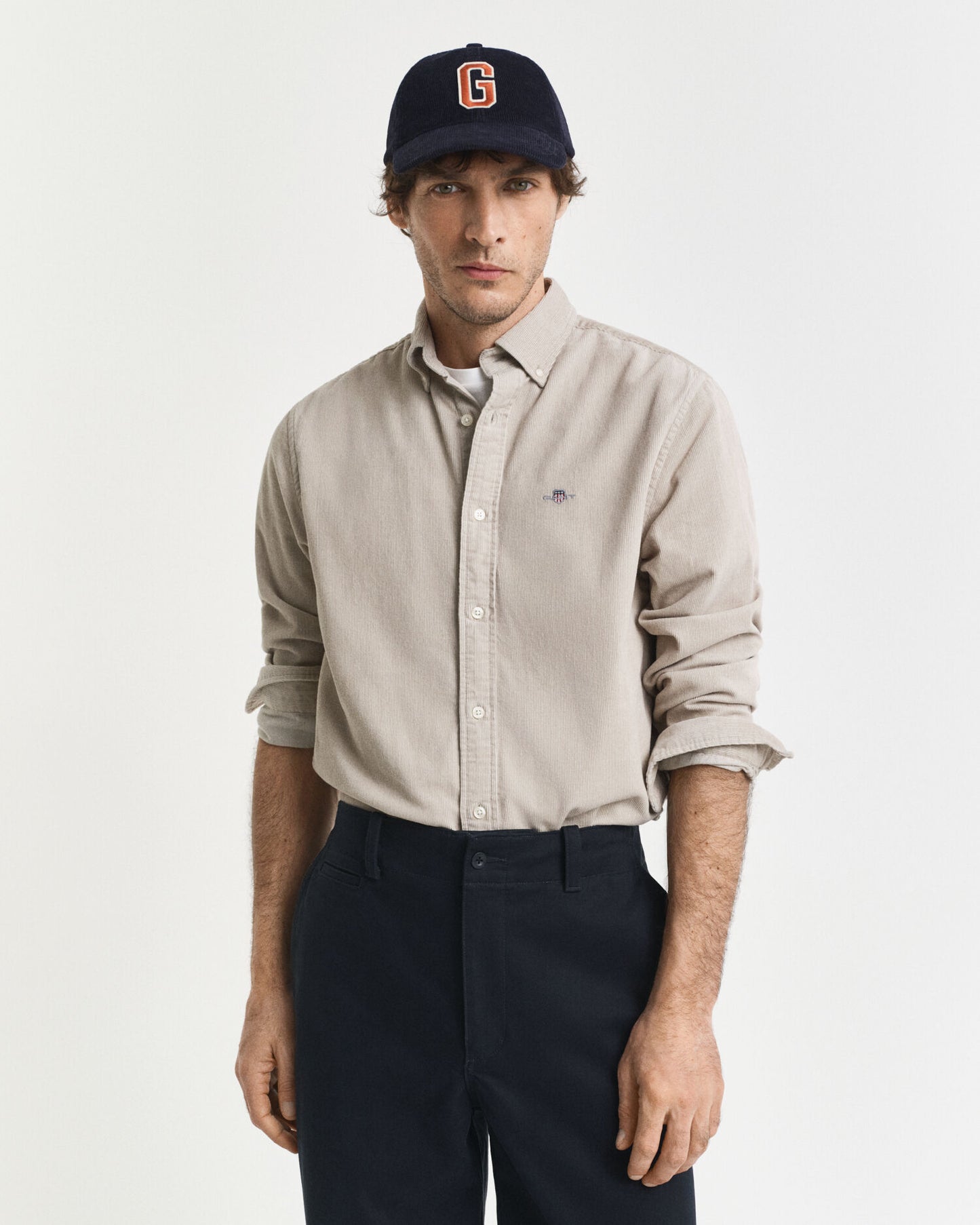 Chemise en velours côtelé de coton coupe classique