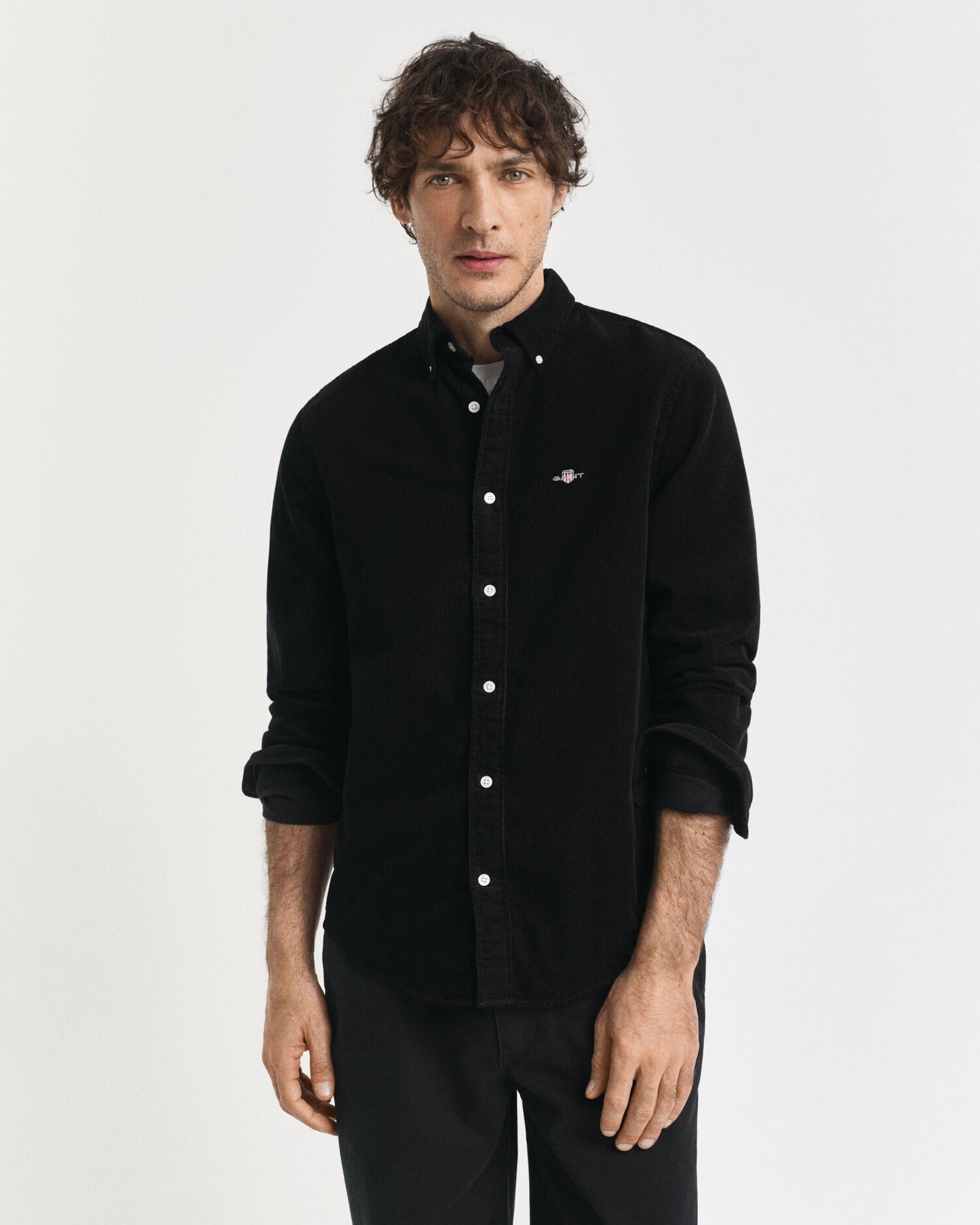 Chemise en velours côtelé de coton coupe classique