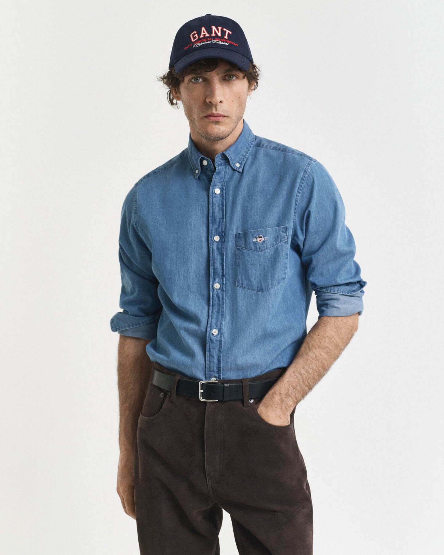 Chemise indigo coupe droite