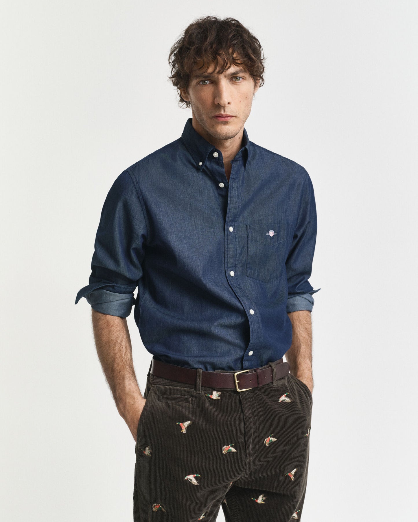 Chemise indigo coupe droite