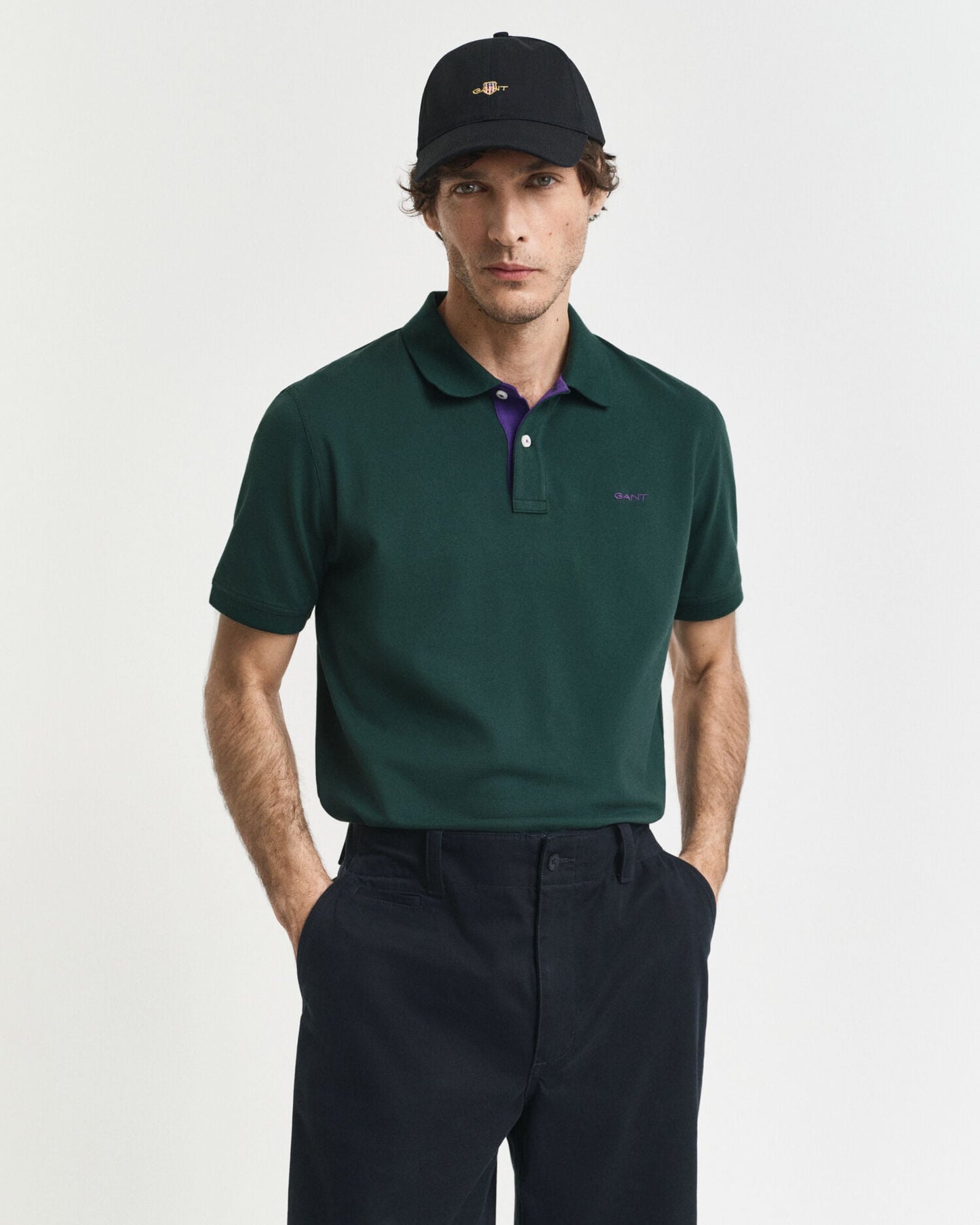 Polo en piqué contrasté