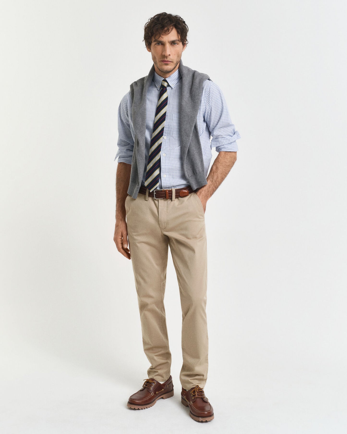 Pantalon Chino Ajusté en Twill