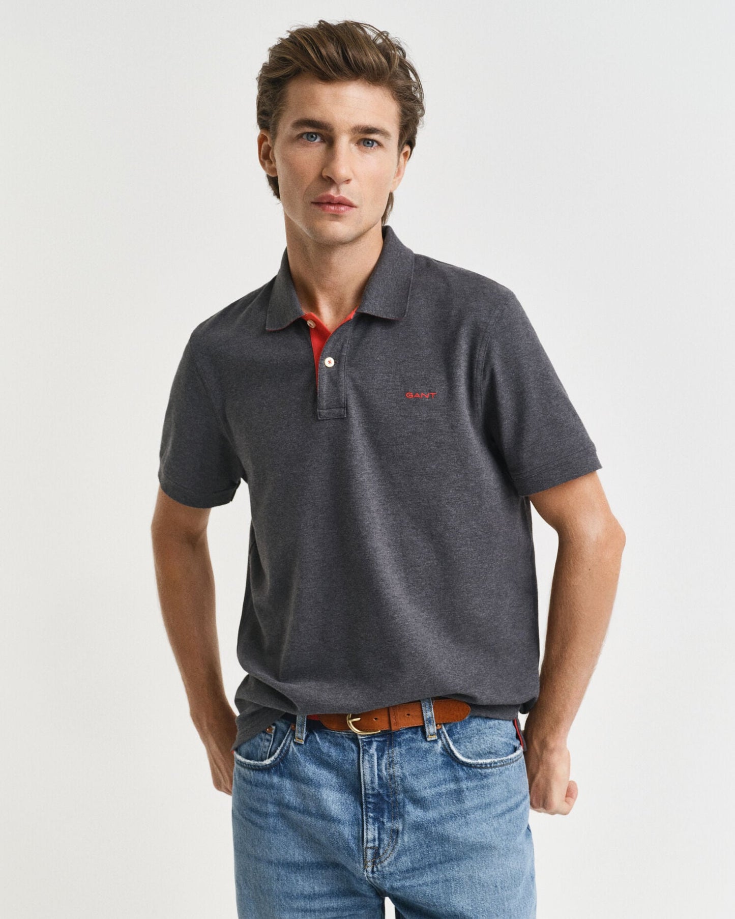 Polo en piqué contrasté